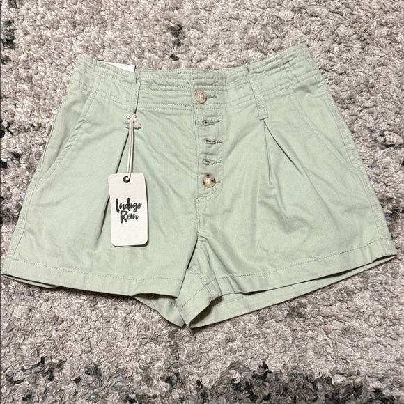 Indigo Rein Women's Light Green High Waist Shorts - Picture 1 of 9